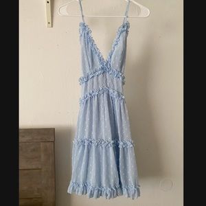 Laney Low Back Cami Strap Dress Hail Spot Detail Steel Blue (Angel Biba, SL)